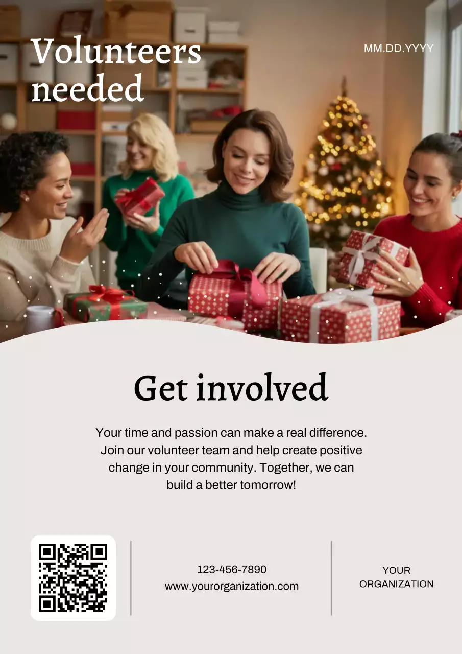 Red Festive Volunteer Announcement Poster