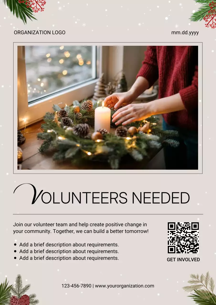 Festive Volunteer Announcement Poster