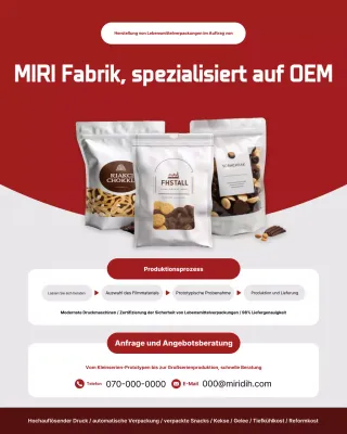 Werbung für moderne Lebensmittelverpackungen von Red