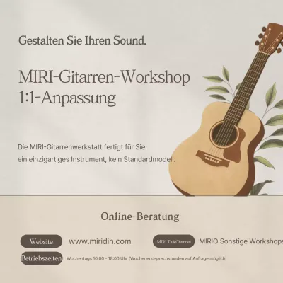Maßgefertigte Werbung für eine schlichte beige Konzertgitarre