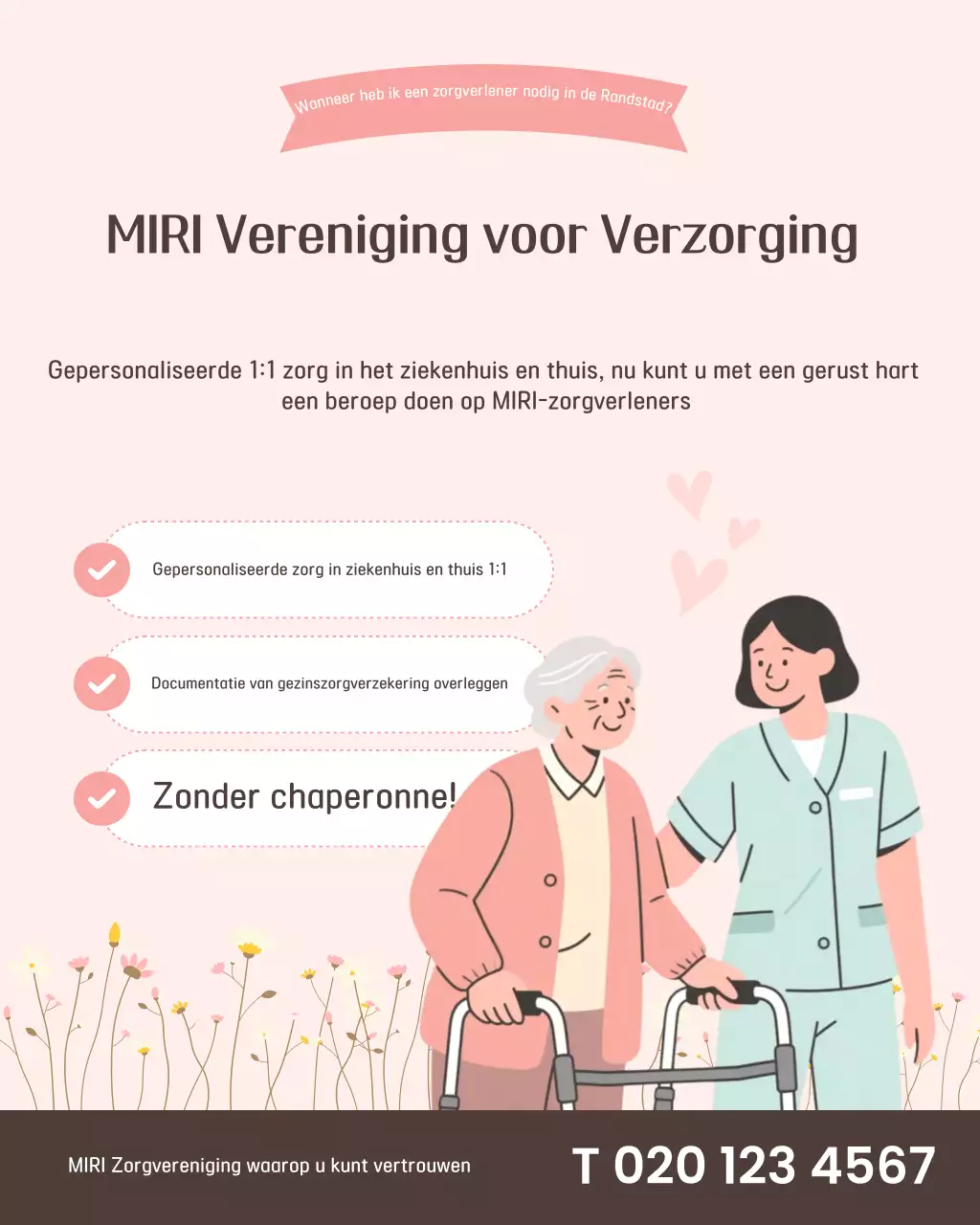 Roze babyverzorgingsadvertentie