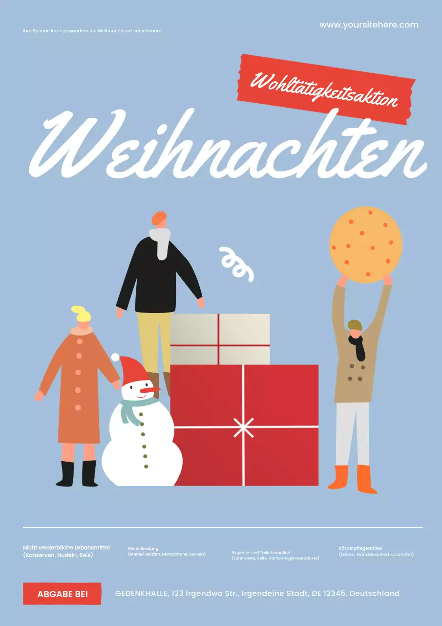 Blaues modernes Wohltätigkeitsplakat