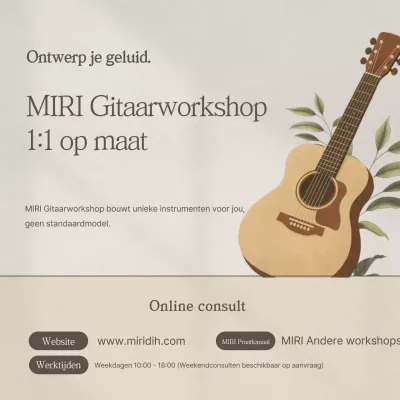 Op maat gemaakte advertentie voor een eenvoudige beige klassieke gitaar