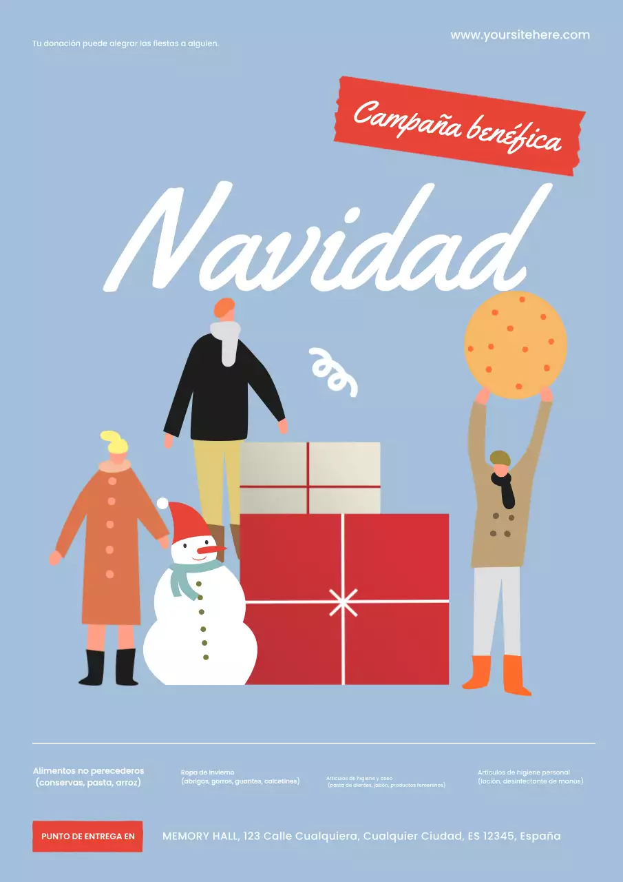 Cartel de anuncio de caridad Blue Modern