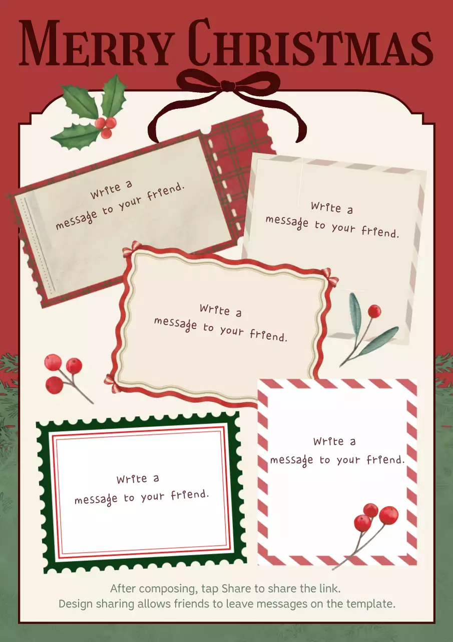 Bưu thiếp Giáng sinh cổ điển màu đỏ