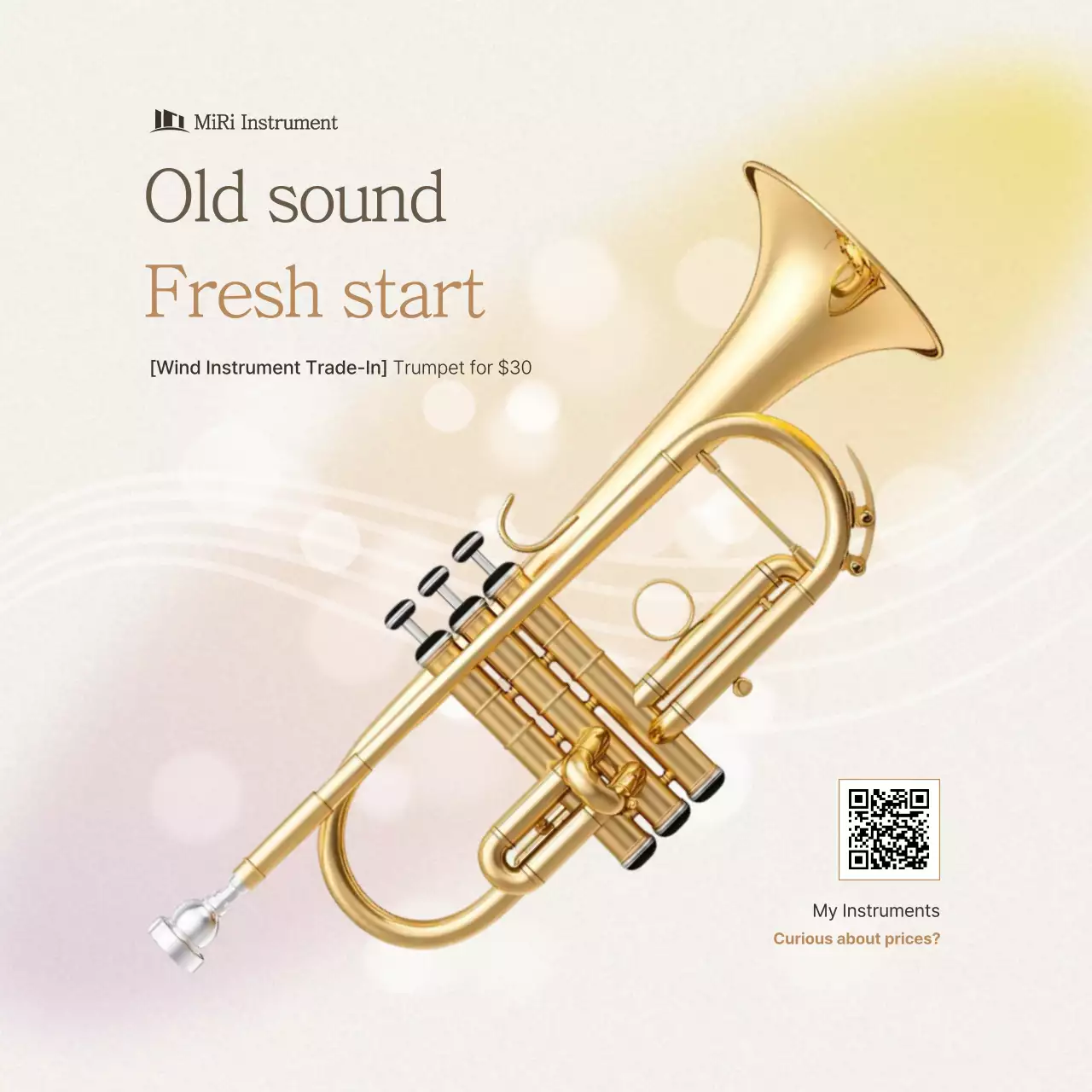 Quảng cáo nhạc cụ đơn giản bằng vàng