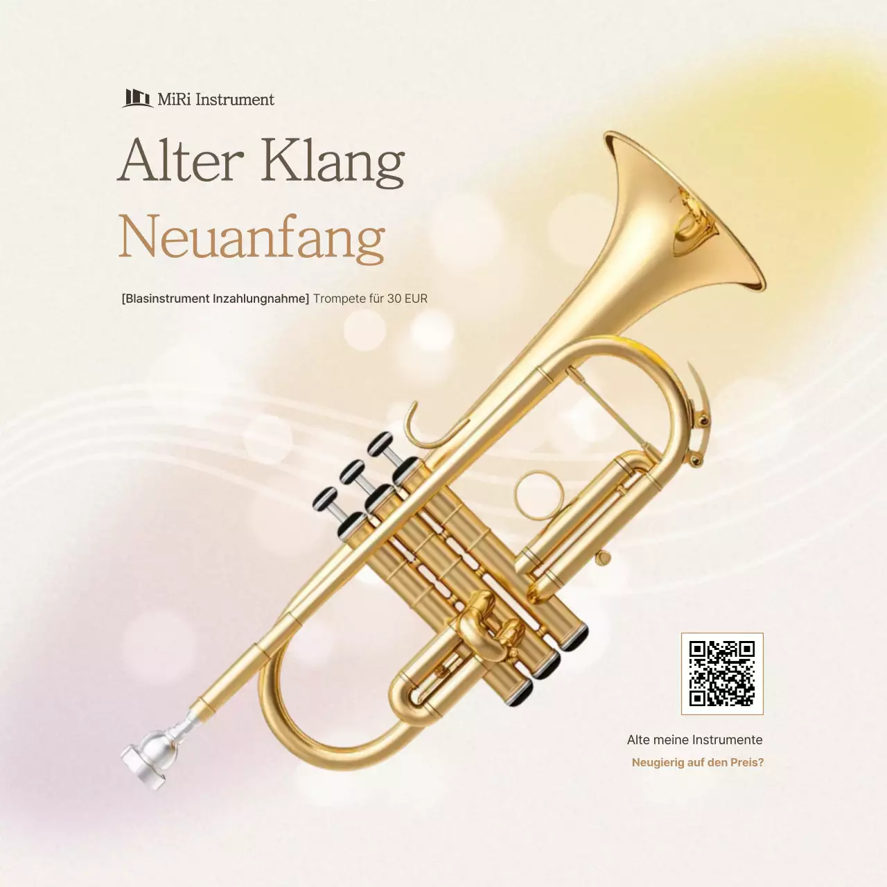 Werbung für ein einfaches Musikinstrument von Gold