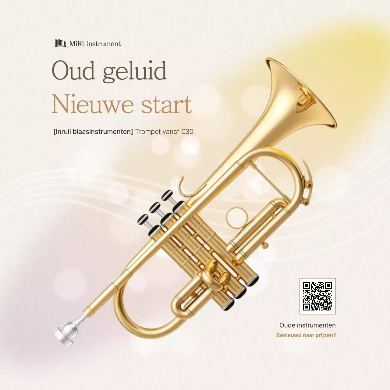 Advertentie voor een eenvoudig muziekinstrument van goud
