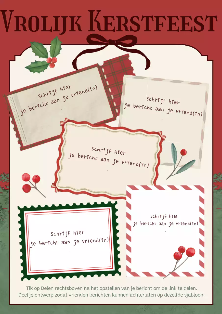 Rode vintage kerstansichtkaart