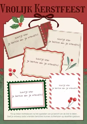 Rode vintage kerstansichtkaart