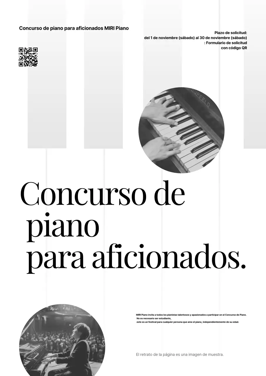 Evento musical sencillo en blanco y negro