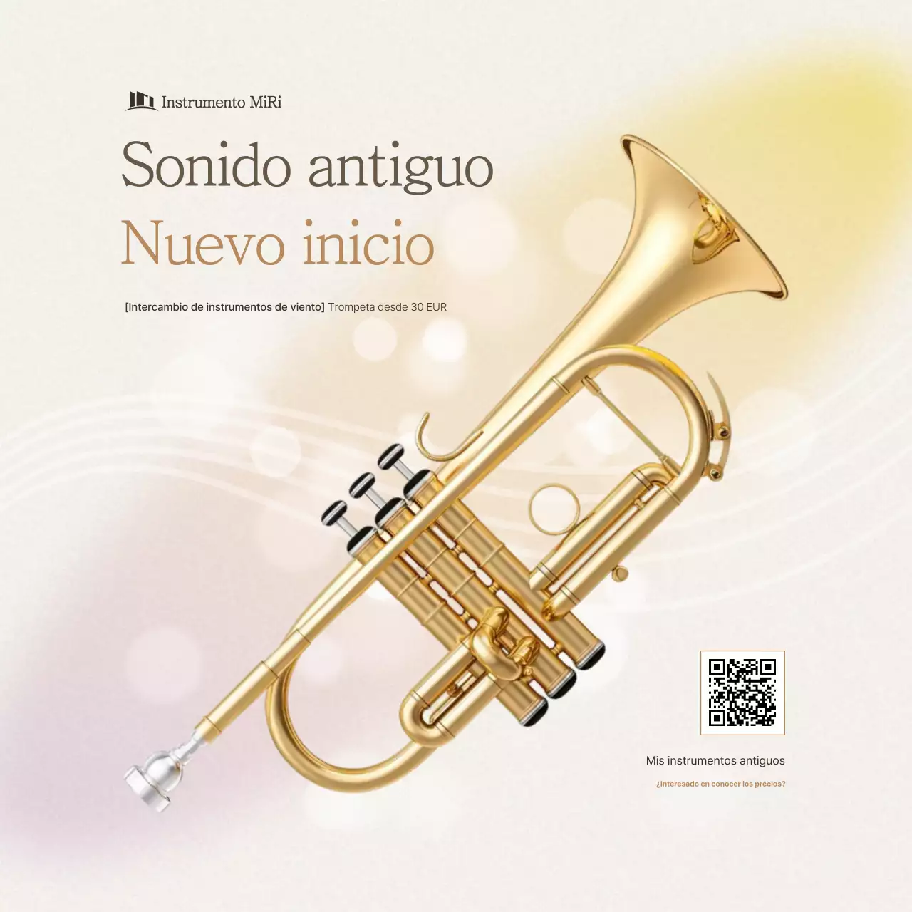 Anuncio de instrumento musical sencillo de oro