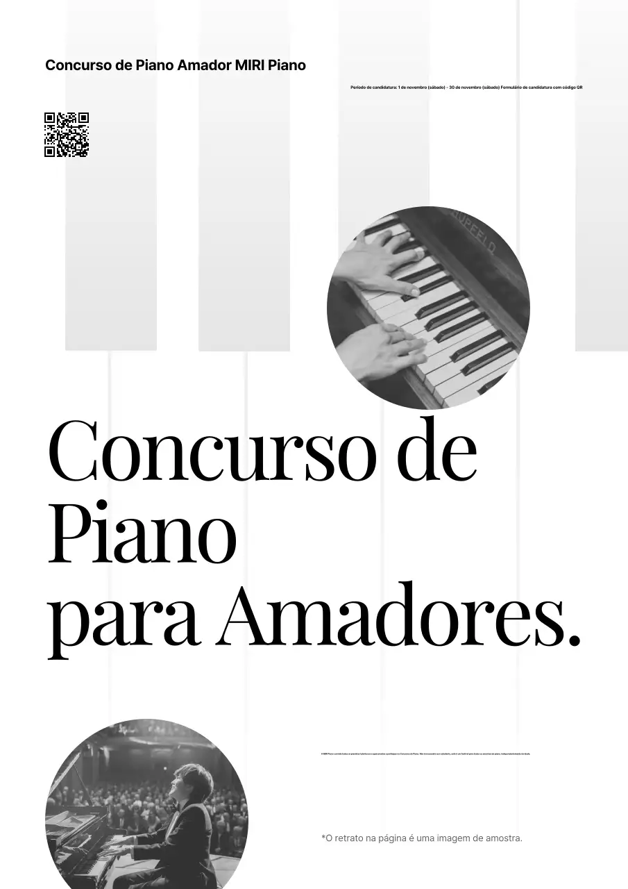 Evento musical simples em preto e branco