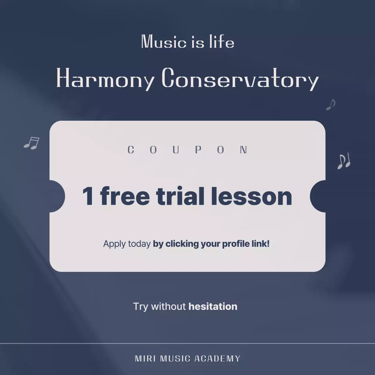 Anúncio de Educação Musical Simples em Bege