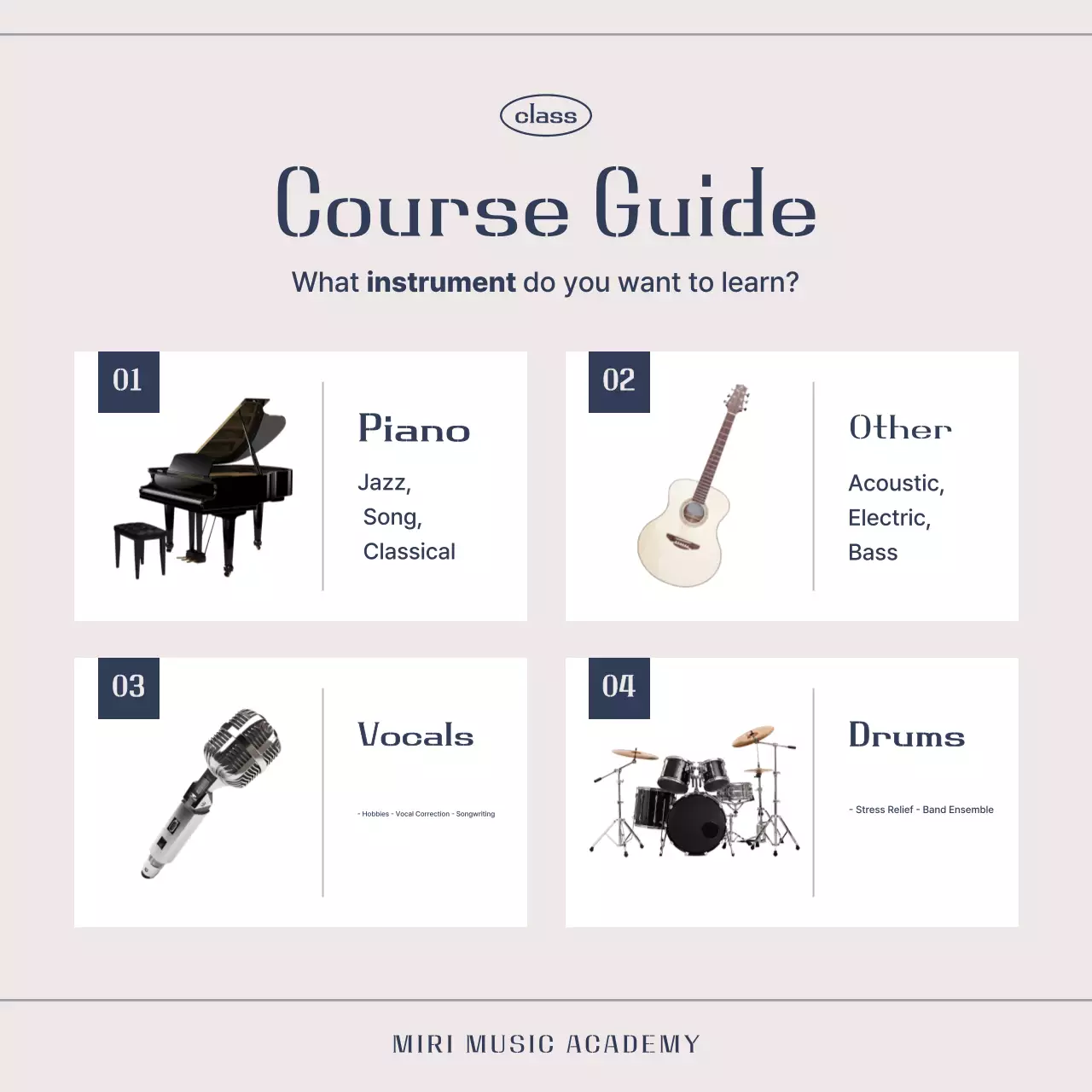 Anúncio de Educação Musical Simples em Bege