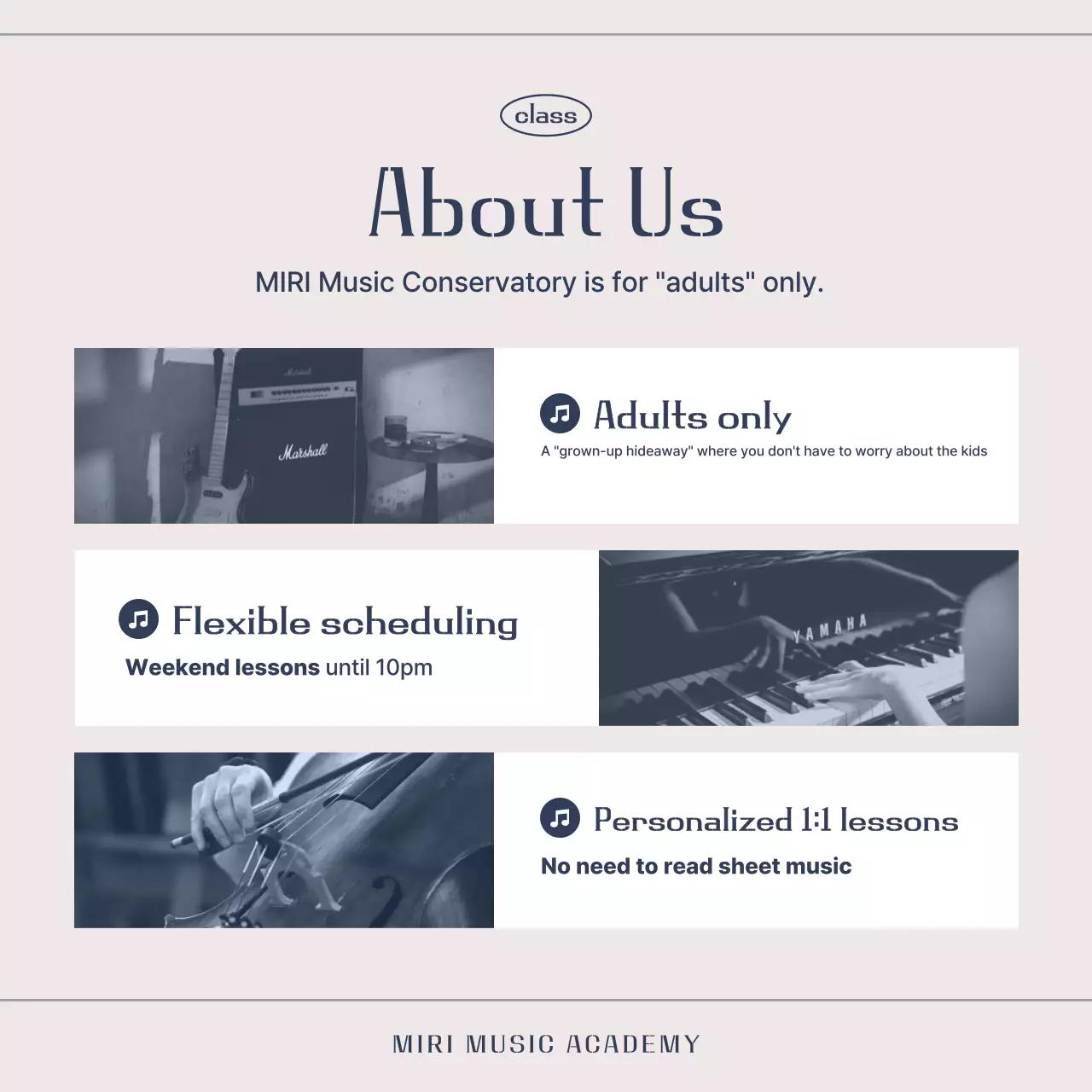 Anúncio de Educação Musical Simples em Bege