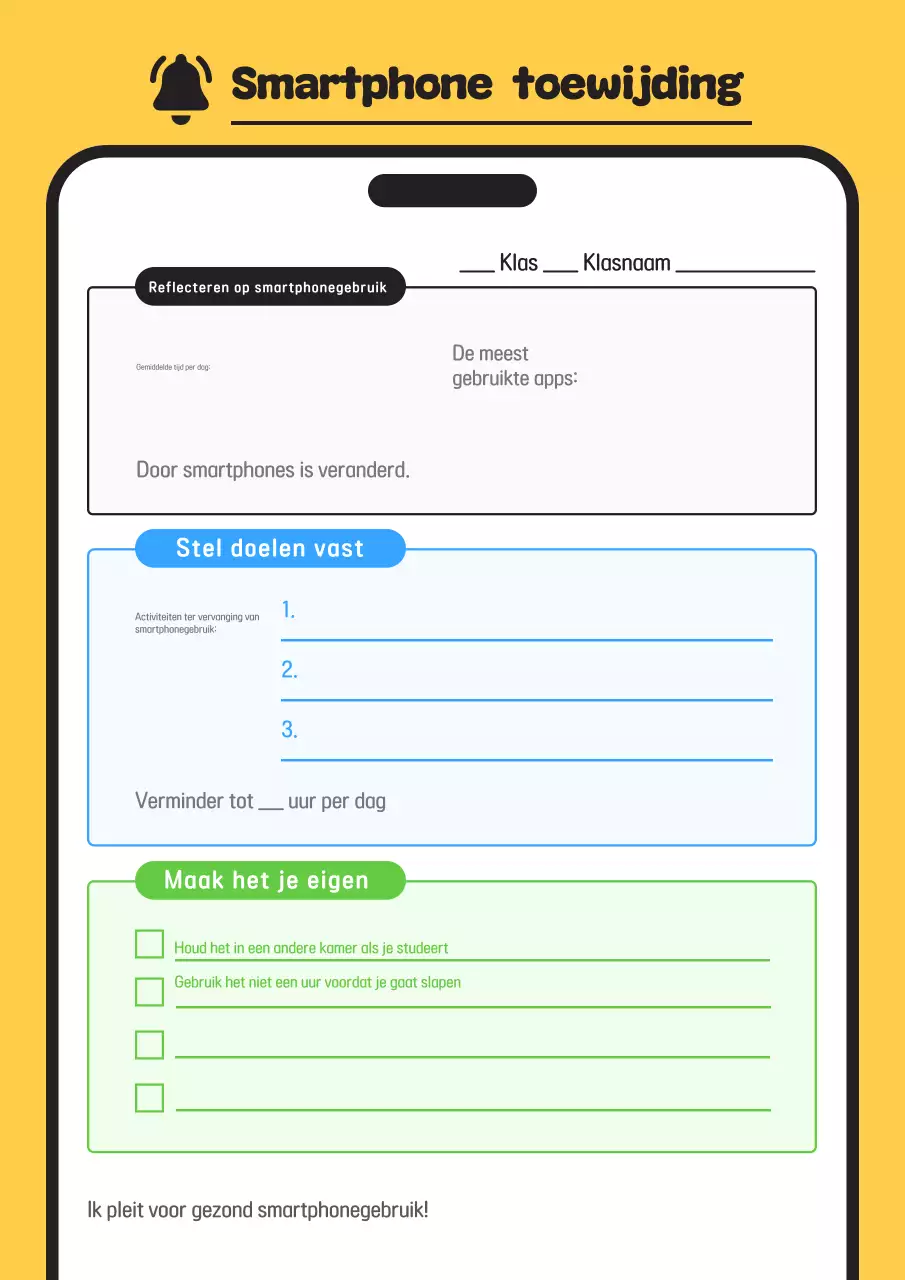 Gele eenvoudige smartphone-agenda
