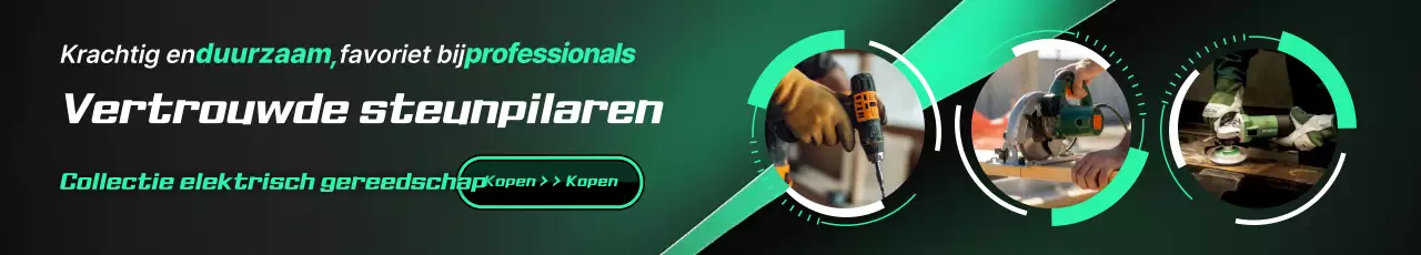 Advertentie voor groen elektrisch gereedschap