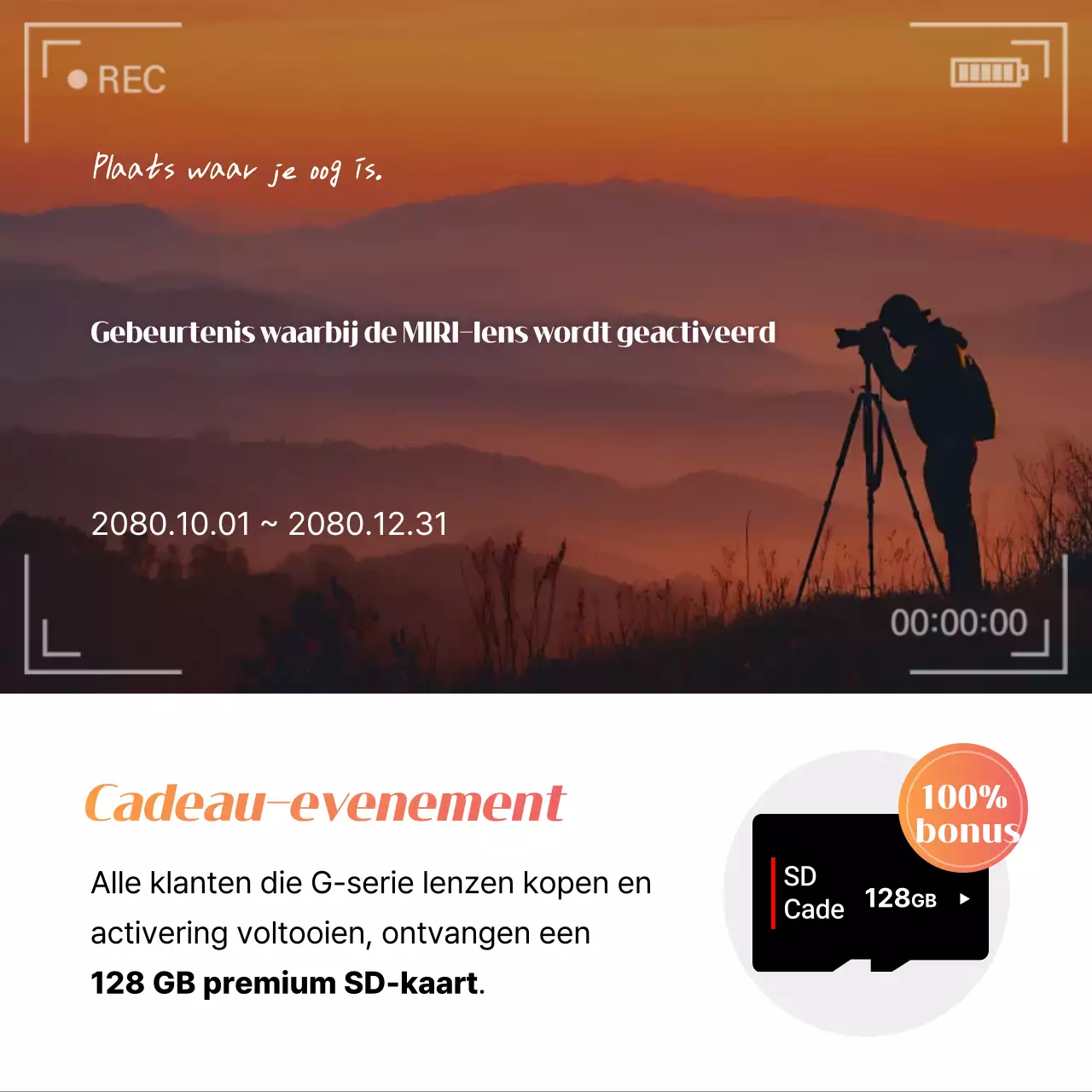 Promotie van een moderne oranje camera