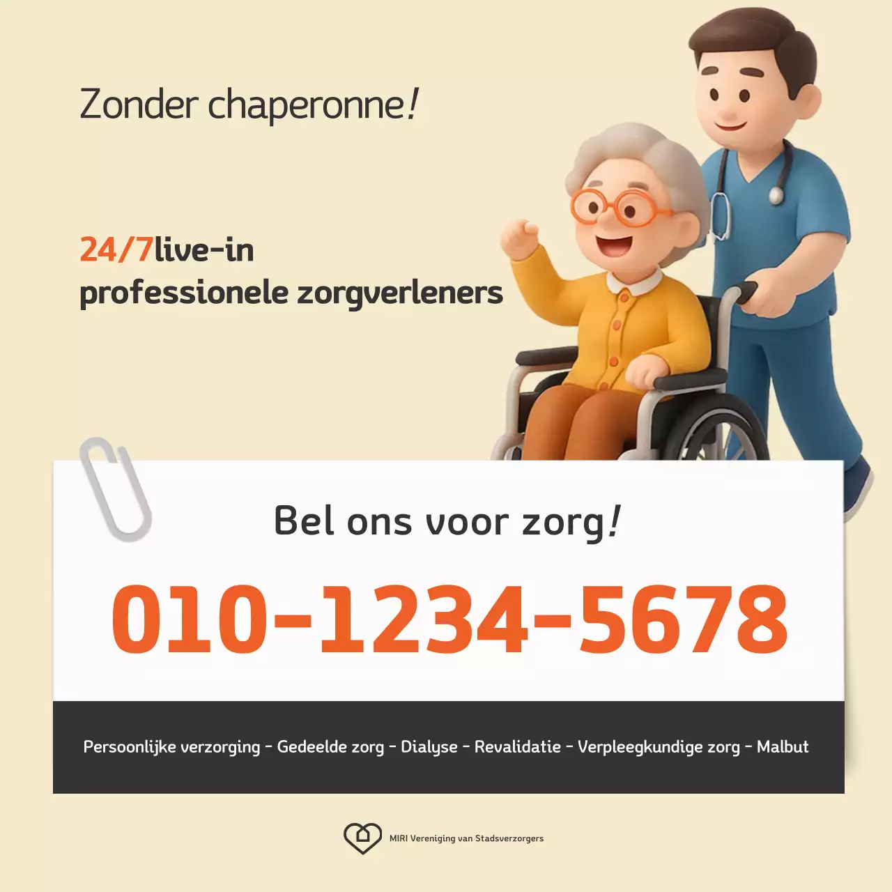Beige Simple Care Service Advertentie
