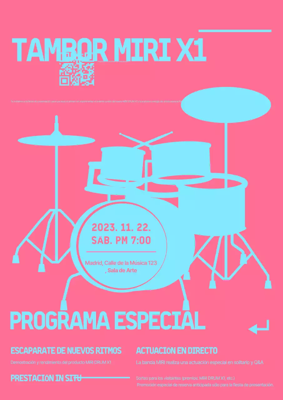 Evento de música retro rosa intenso