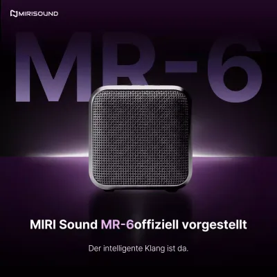 Werbung für einen modernen schwarzen Lautsprecher