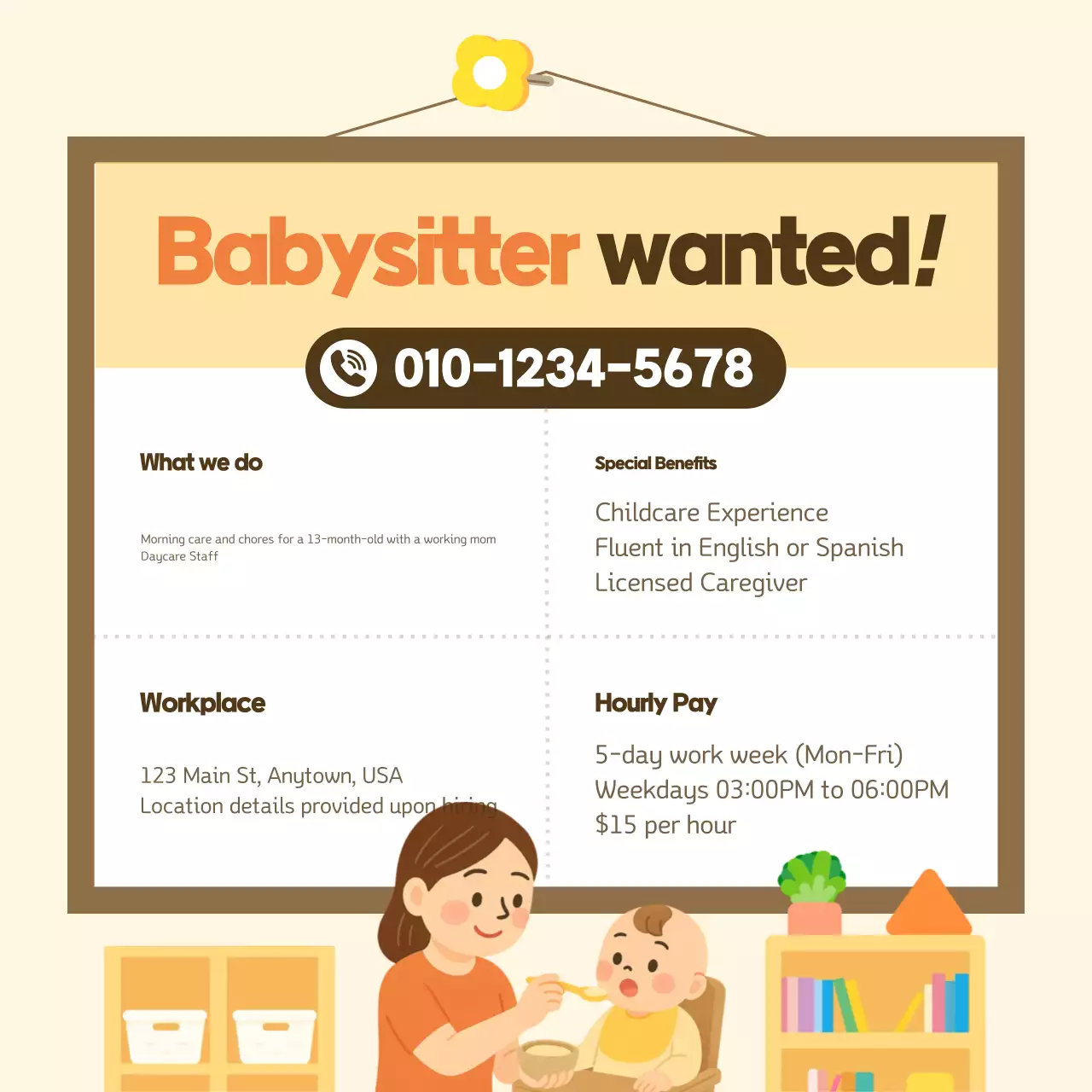 Thông báo tuyển dụng đơn giản màu be