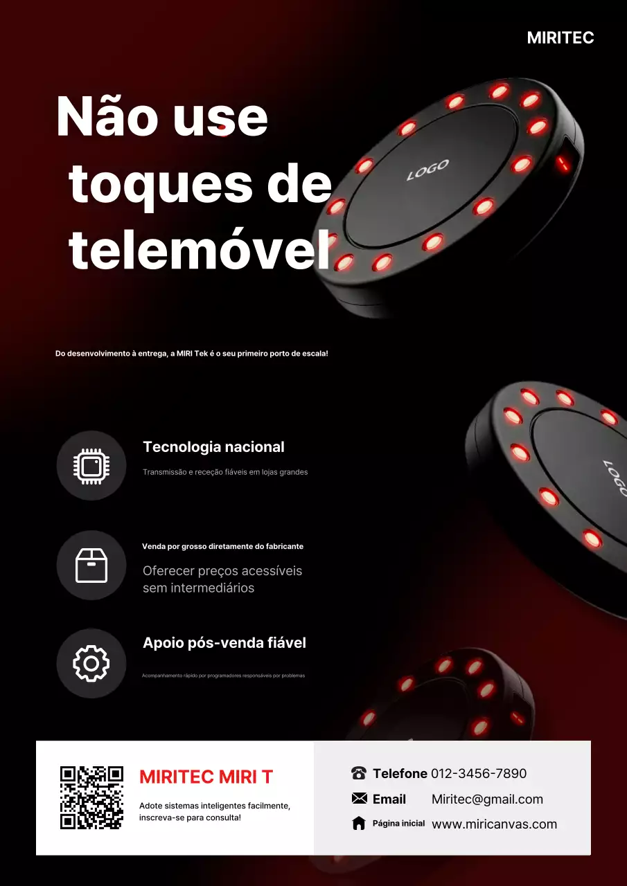Anúncio de tecnologia moderna vermelha