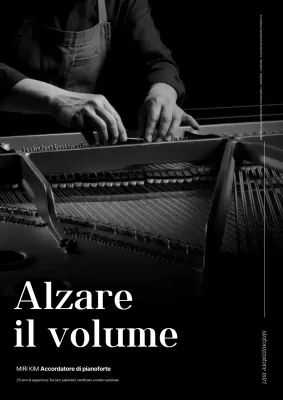 Pubblicità di un accordatore classico in bianco e nero