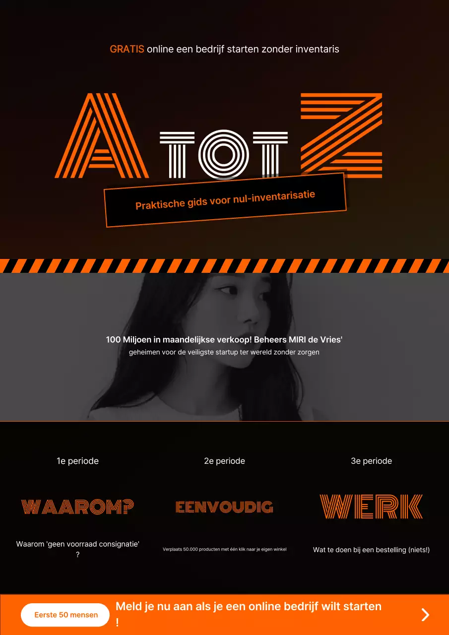 Oranje moderne online startup-advertentie