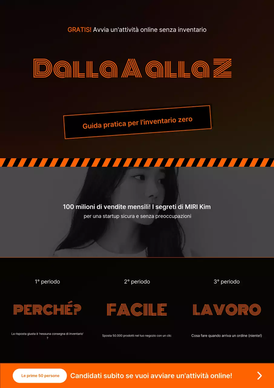 Pubblicità della startup online Orange Modern