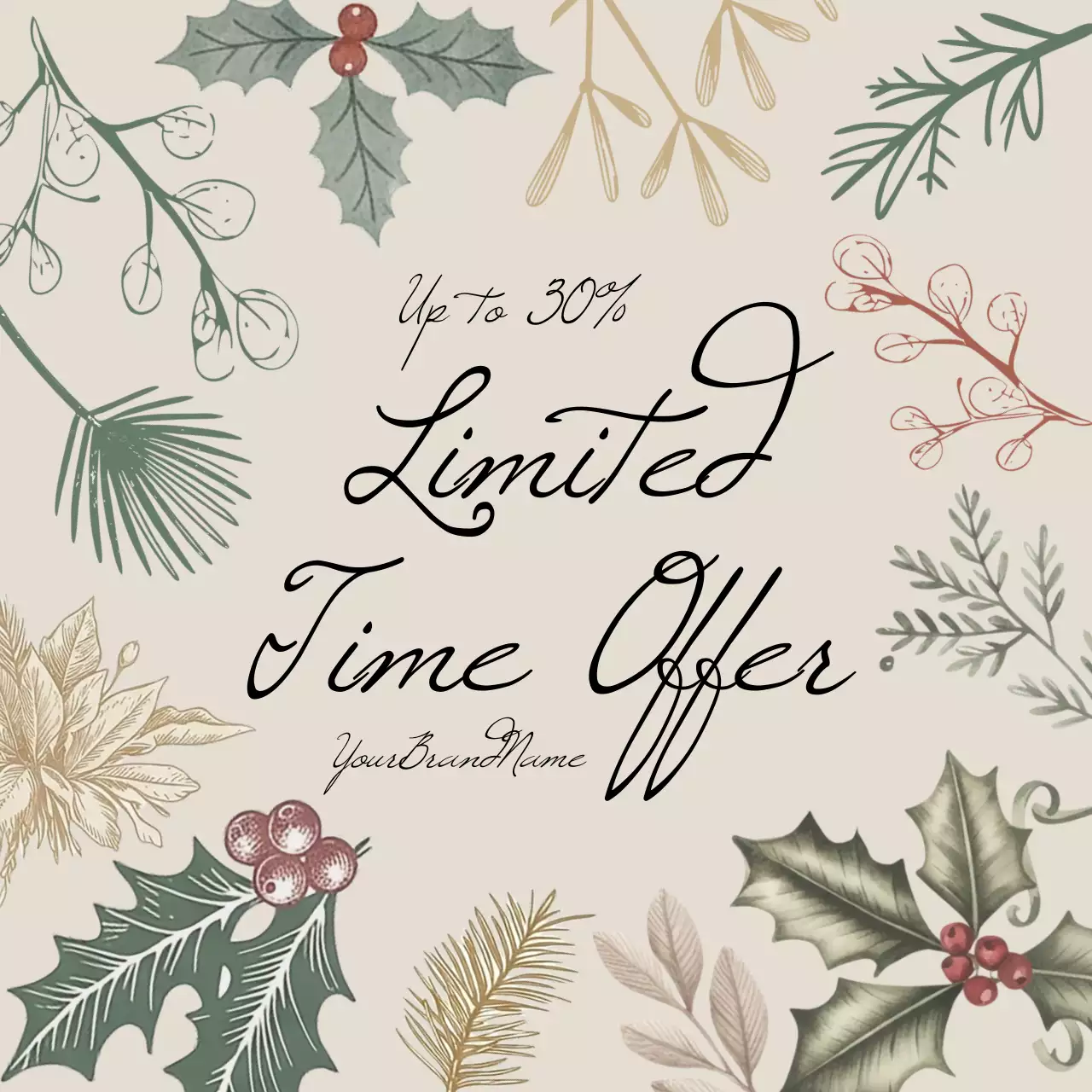 Beige Botanical Sale Promotion Instagram Post