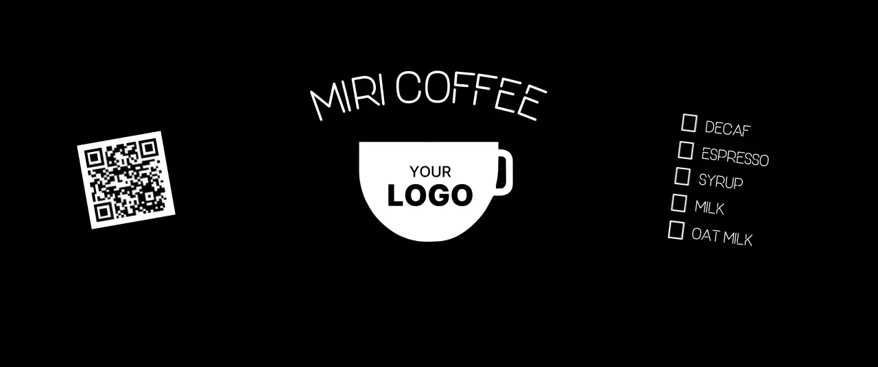 黒 シンプル コーヒー メニュー キューアールとチェック