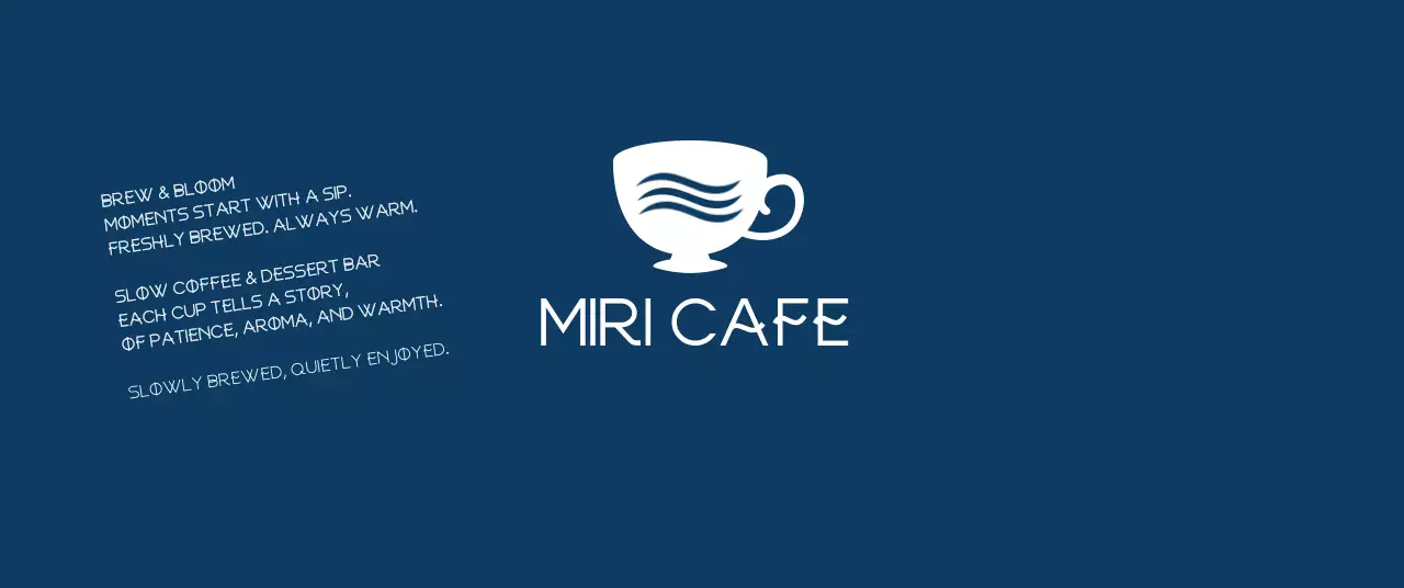 青 シンプル カフェ ロゴ ロゴテキスト