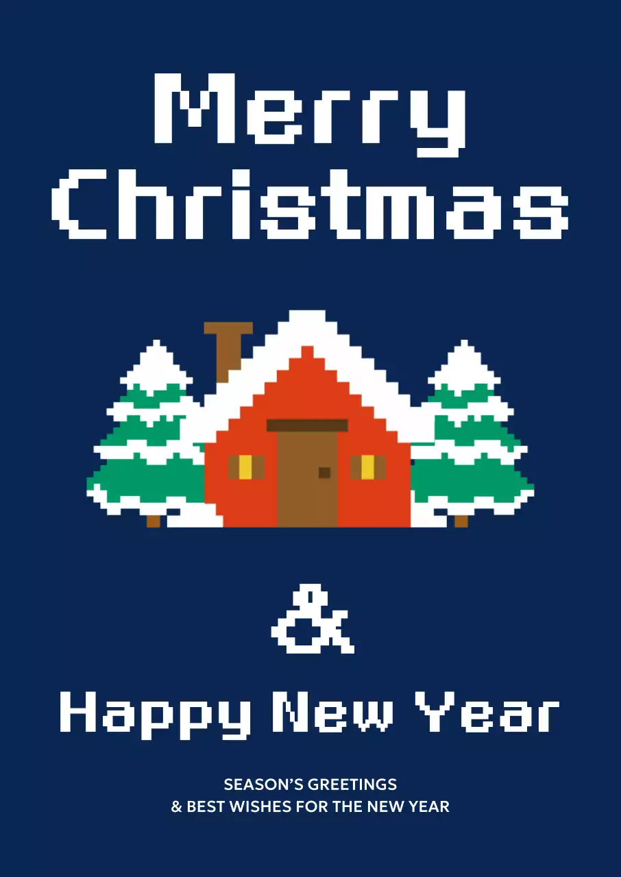 남색 레트로 크리스마스 엽서