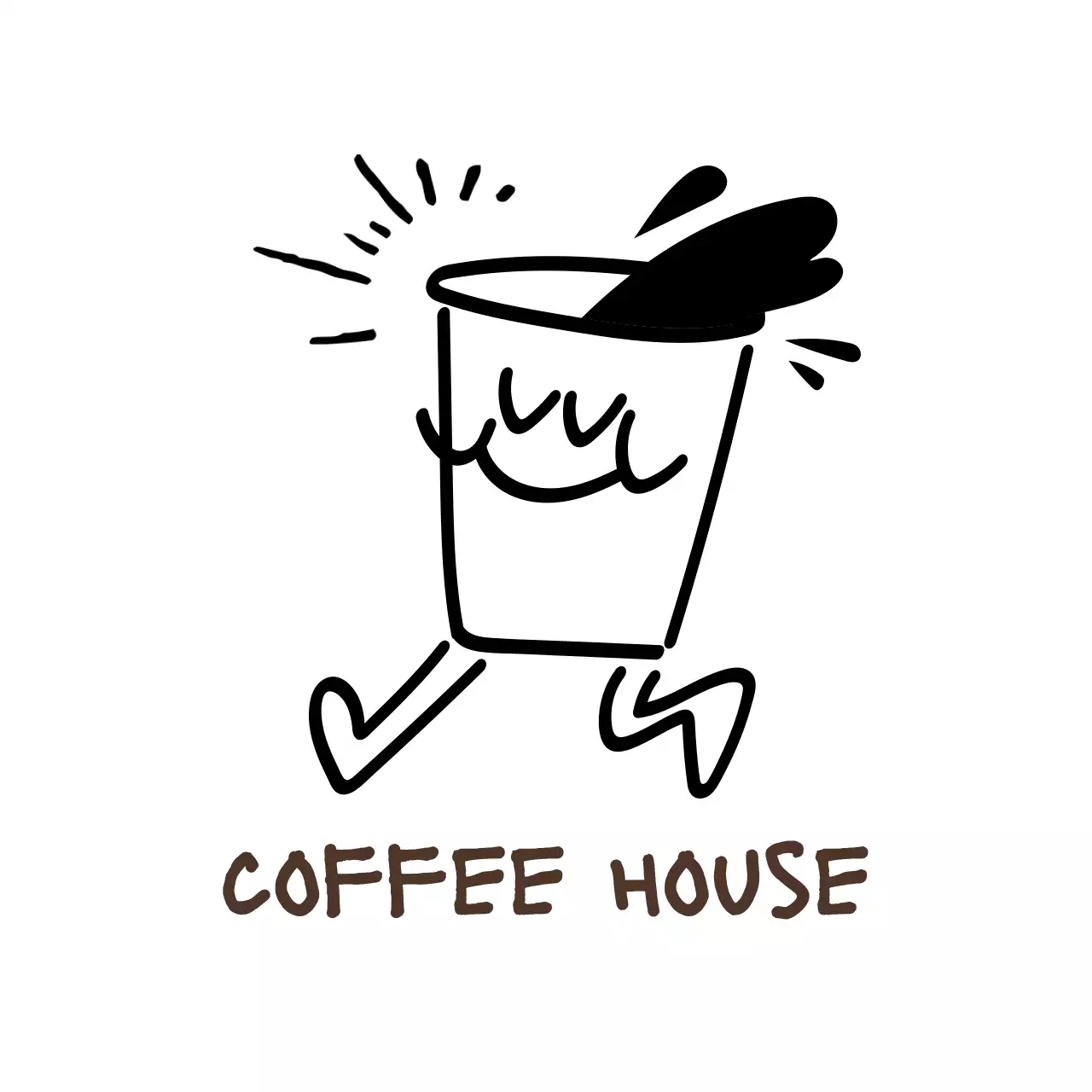 白黒 手書き コーヒー ロゴ イラストロゴ