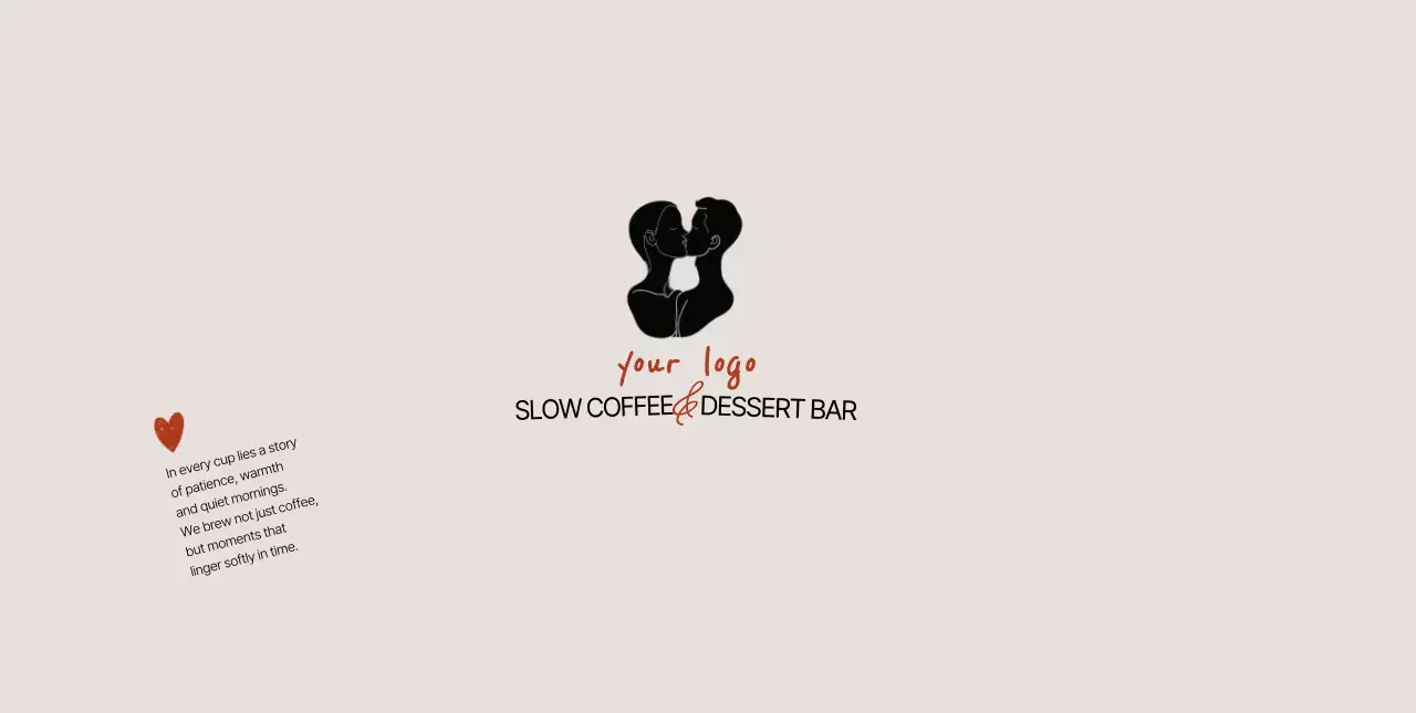 ベージュ シンプル コーヒー ロゴ ロゴテキスト