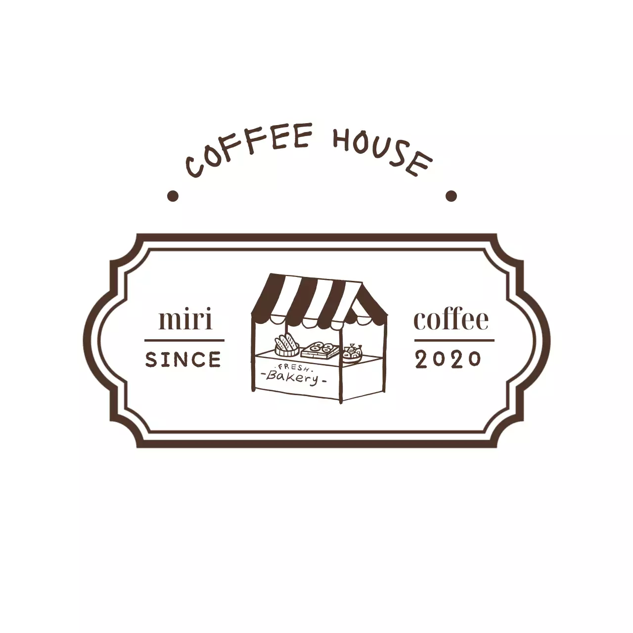 茶色 クラシック カフェ ロゴ シンボルロゴ