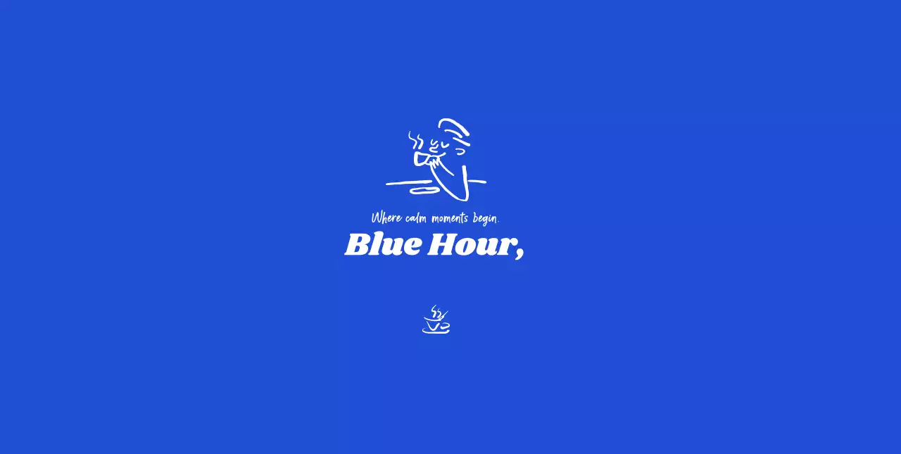 青 シンプル コーヒー ロゴ イラストロゴ