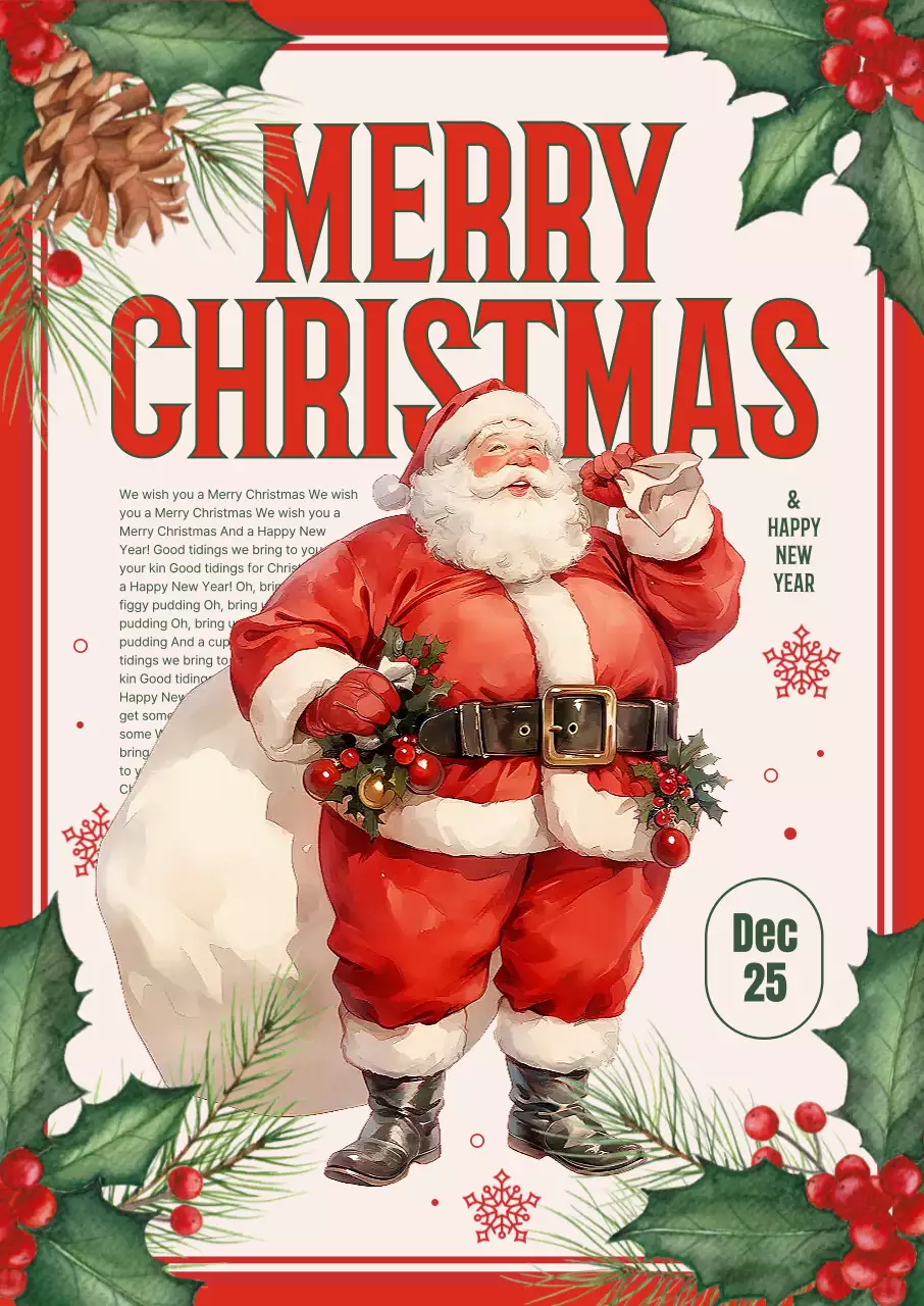 빨강 빈티지 크리스마스 엽서