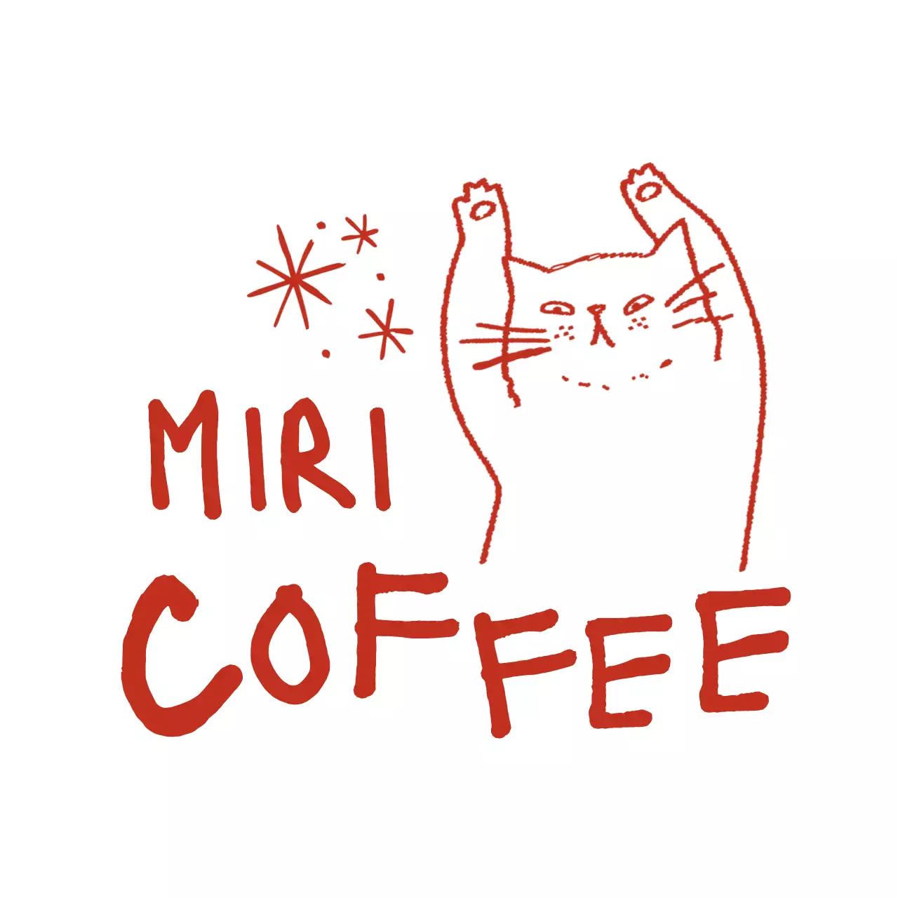 赤 手書き カフェ イラストロゴ