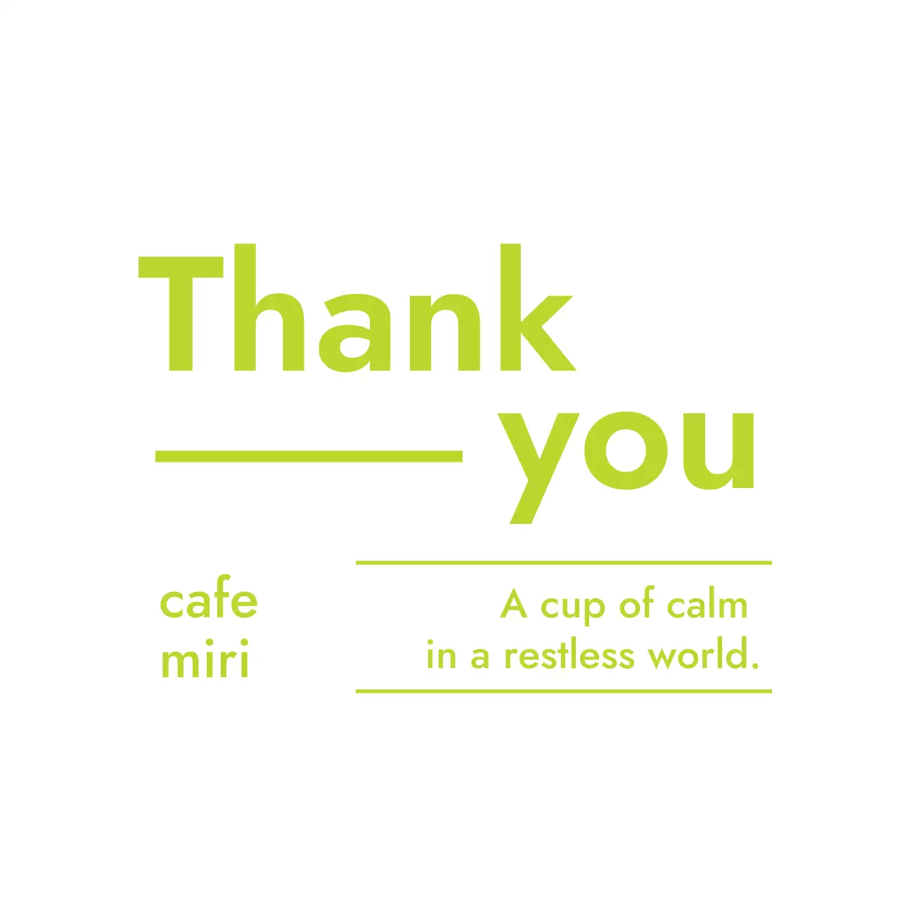 緑 シンプル カフェ メッセージカード サンキュー