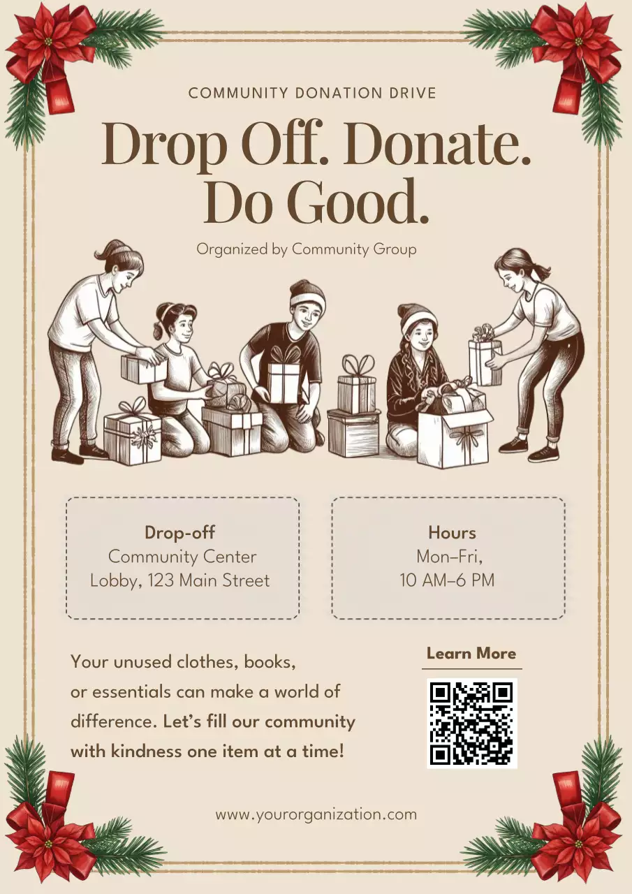 Beige Classic Donation Announcement Poster