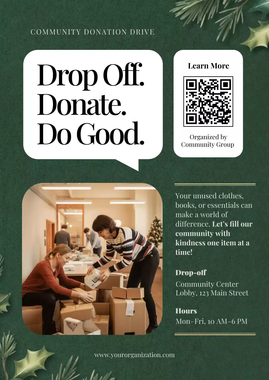 Green Modern Donation Announcement Poster