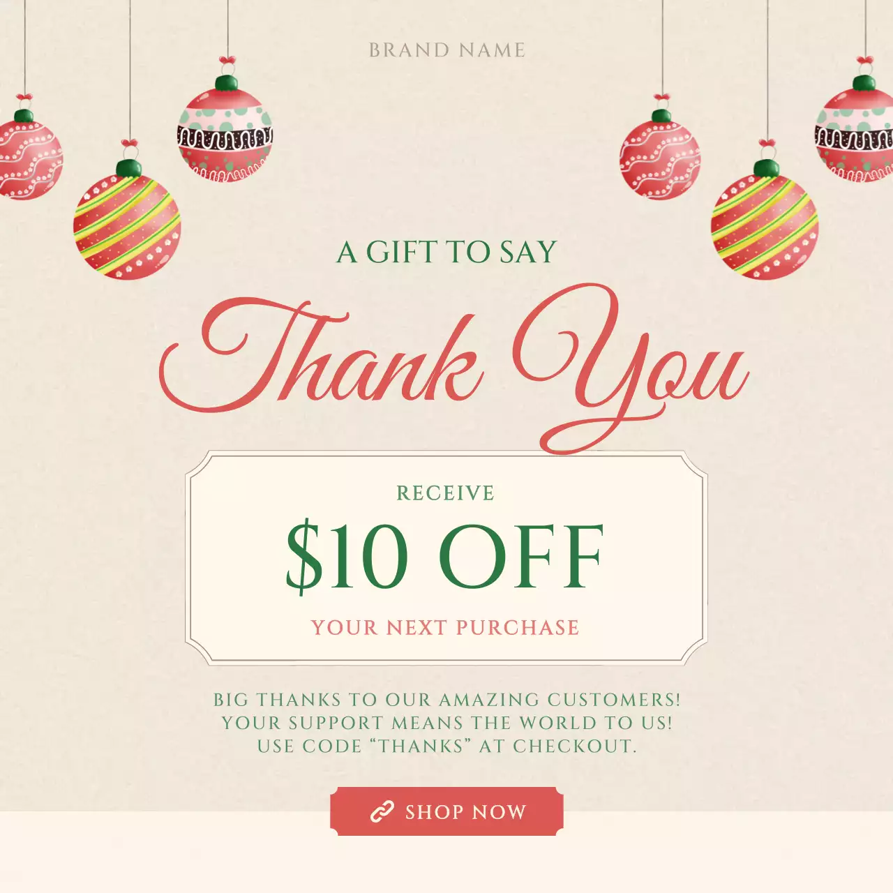 Beige Elegant Christmas Holiday Discount for Social Media