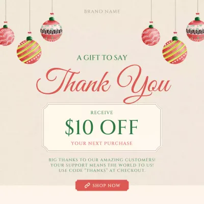 Beige Elegant Christmas Holiday Discount for Social Media