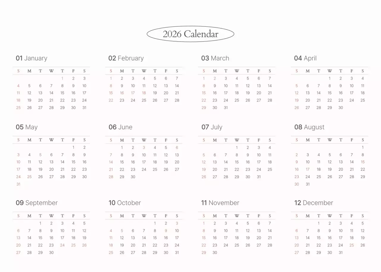 흰색 심플 달력 캘린더