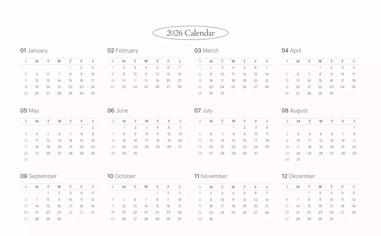 흰색 심플 달력 캘린더