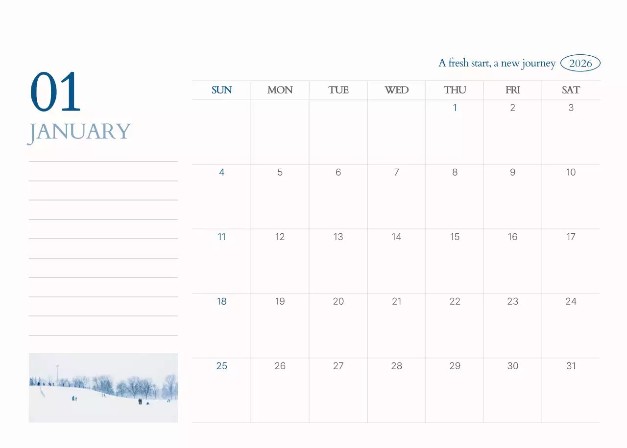 흰색 심플 달력 캘린더