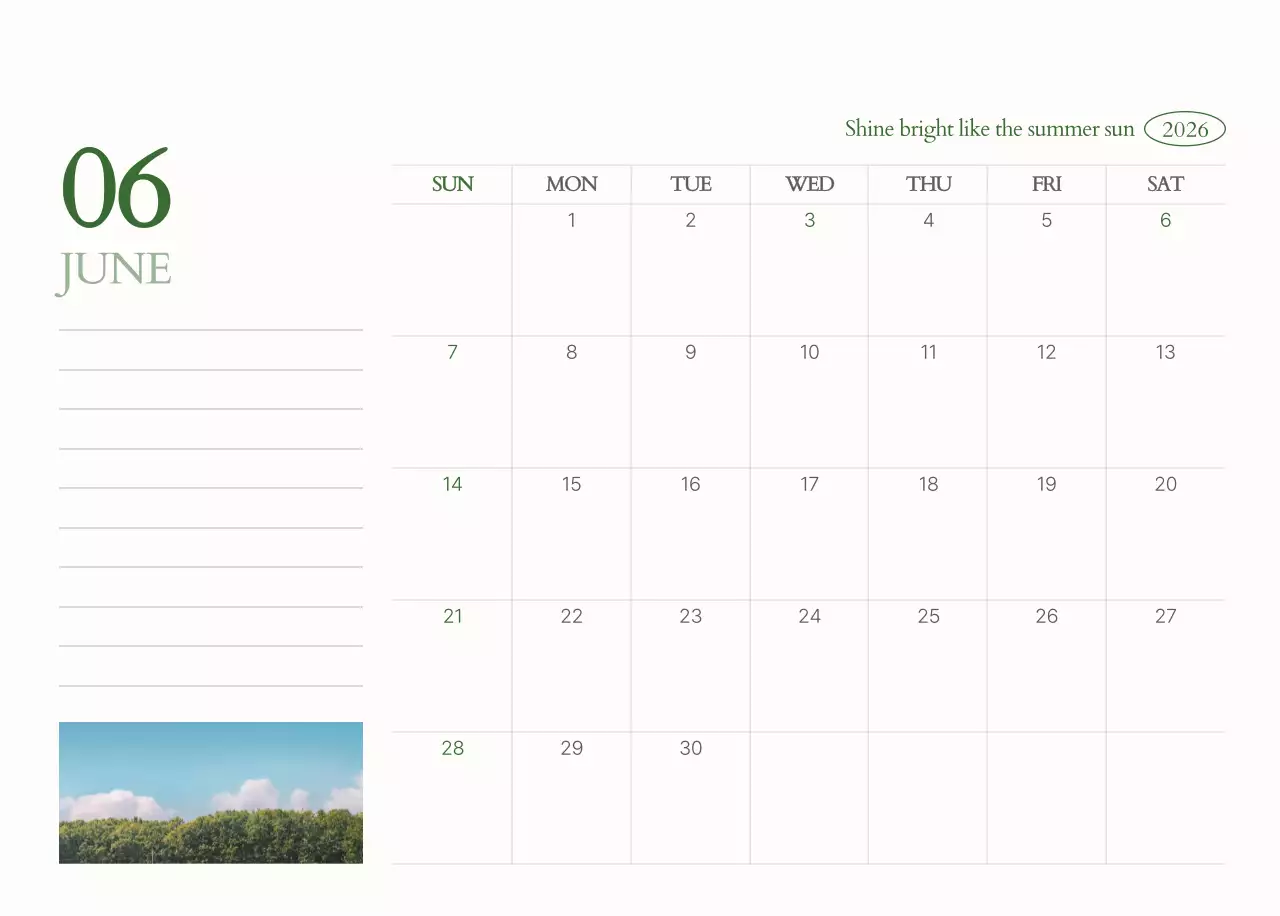 흰색 심플 달력 캘린더